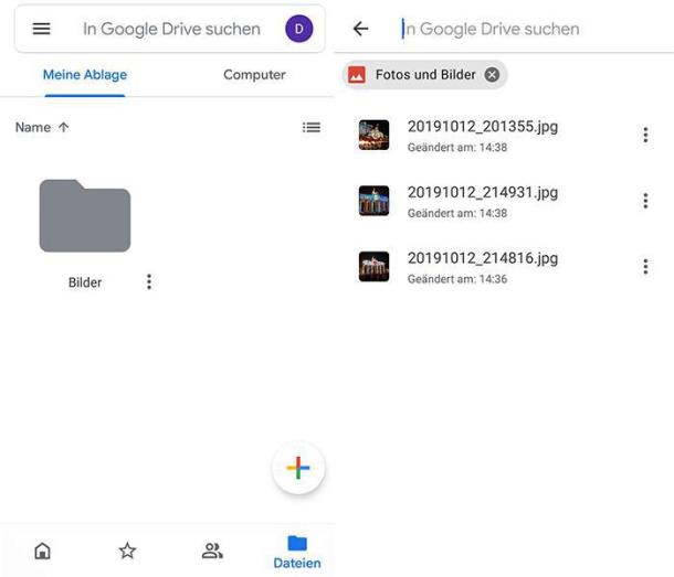 Screenshots von google Drive