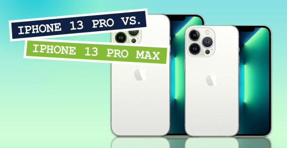 iPhone Pro Max und iPhone Pro nebeneinander mit Vorder- und Rückseite