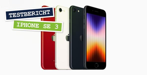 Die vier Farben des iPhone SE 3 in einer Reihe.