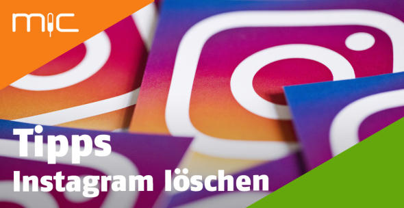 Logos der App Instagram auf einem Haufen