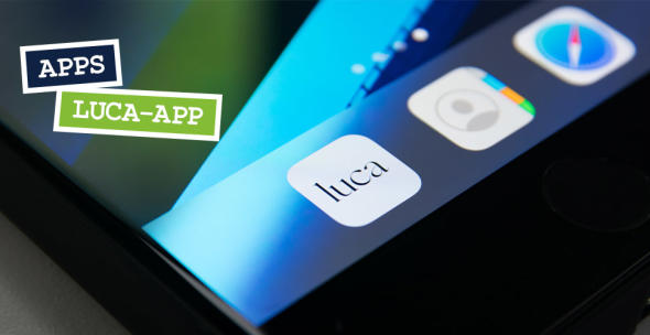 Logo der Luca-App auf einem Smartphone